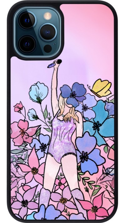Coque iPhone 12 / 12 Pro - Silicone rigide noir Taylor Swift Sketch - Pink