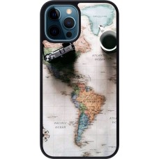 Coque iPhone 12 / 12 Pro - Silicone rigide noir Travel 01