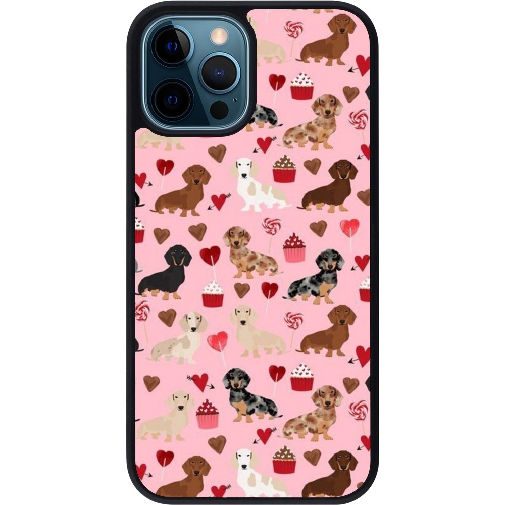 iPhone 12 / 12 Pro Case Hülle - Silikon schwarz Valentine 2024 puppy love