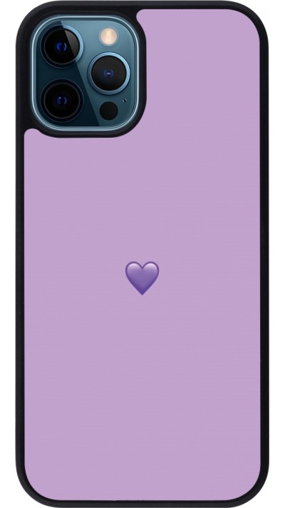 Coque iPhone 12 / 12 Pro - Silicone rigide noir Valentine 2023 purpule single heart