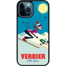 iPhone 12 / 12 Pro Case Hülle - Silikon schwarz Verbier Ski Downhill