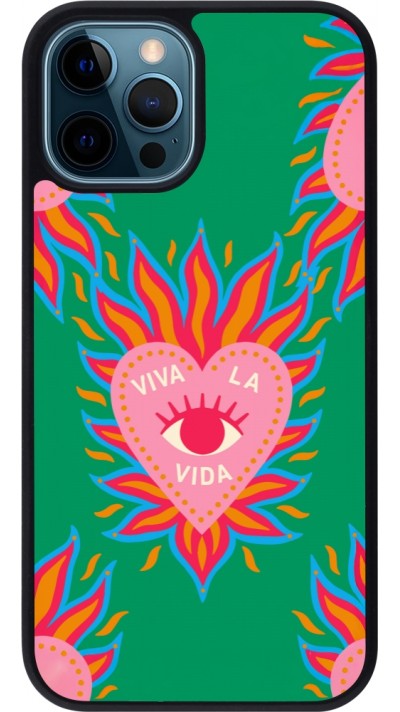 Coque iPhone 12 / 12 Pro - Silicone rigide noir Viva la vida 2026
