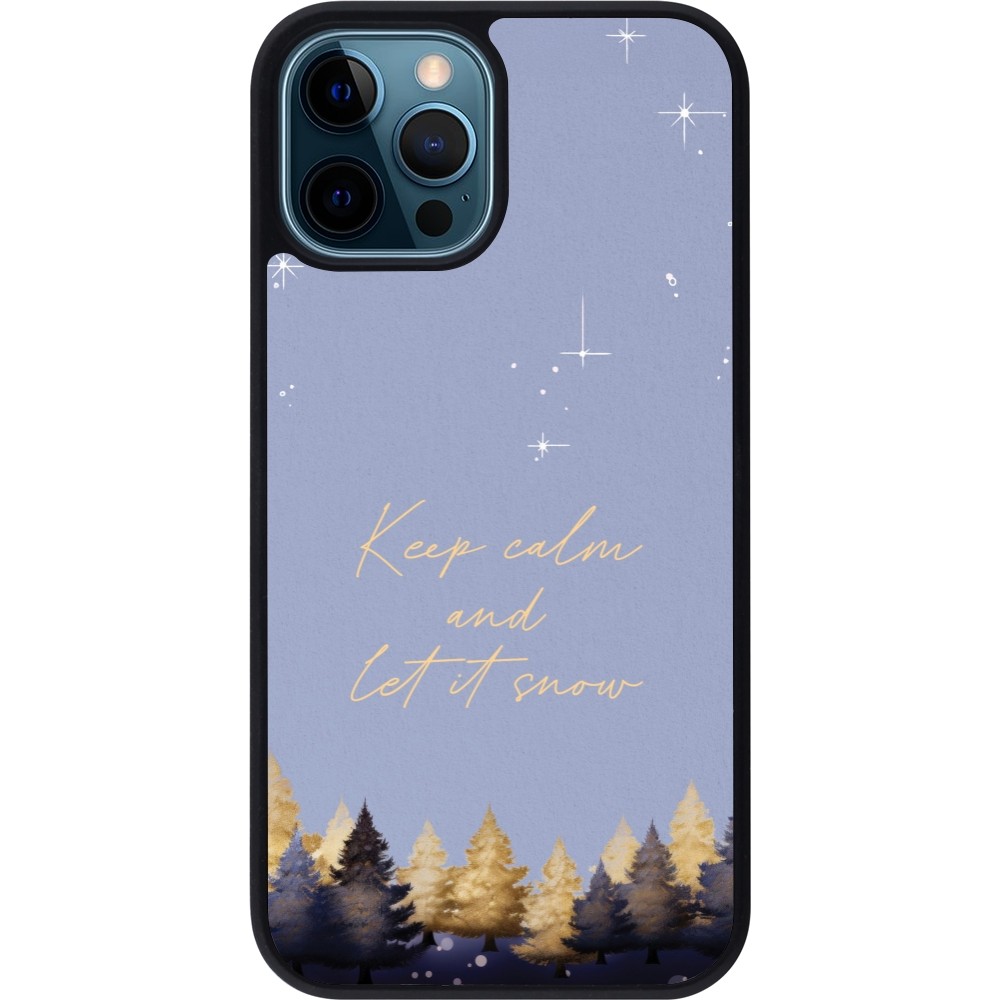 Coque iPhone 12 / 12 Pro - Silicone rigide noir Winter 25 Winter illustration of trees
