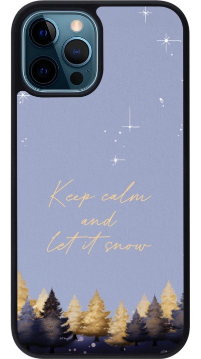 Coque iPhone 12 / 12 Pro - Silicone rigide noir Winter 25 Winter illustration of trees