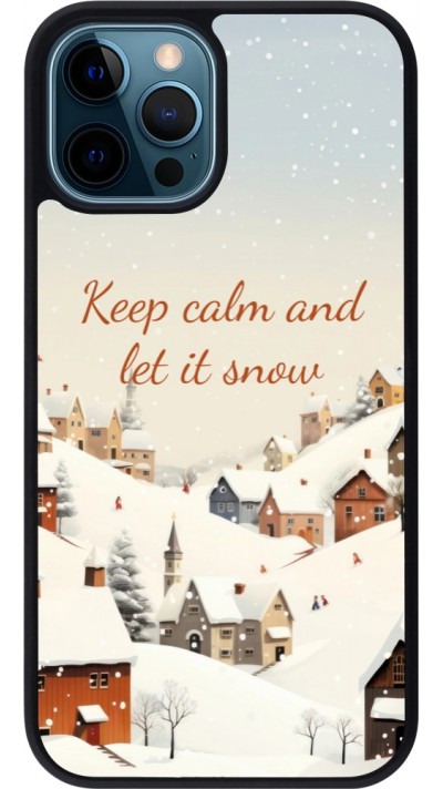 Coque iPhone 12 / 12 Pro - Silicone rigide noir Winter 25 Winter Keep calm and let it snow