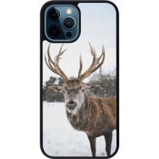Coque iPhone 12 / 12 Pro - Silicone rigide noir Winter 25 Winter reindeer