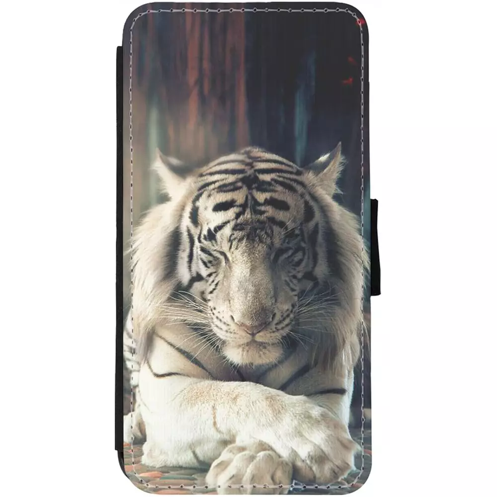 Hülle iPhone 12 / 12 Pro - Wallet schwarz Zen Tiger