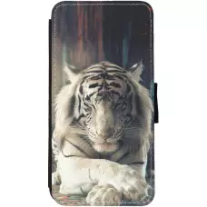 Hülle iPhone 12 / 12 Pro - Wallet schwarz Zen Tiger