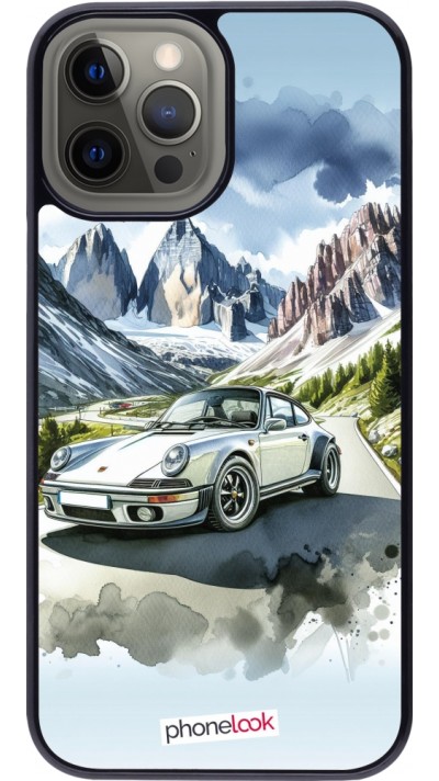 Coque iPhone 12 Pro Max - Porsche 911 Mountain Watercolor