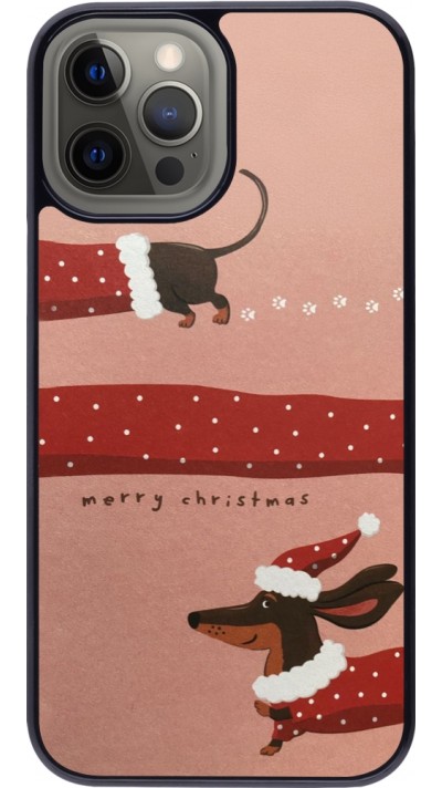 Coque iPhone 12 Pro Max - Christmas 25 Teckel Merry Xmas