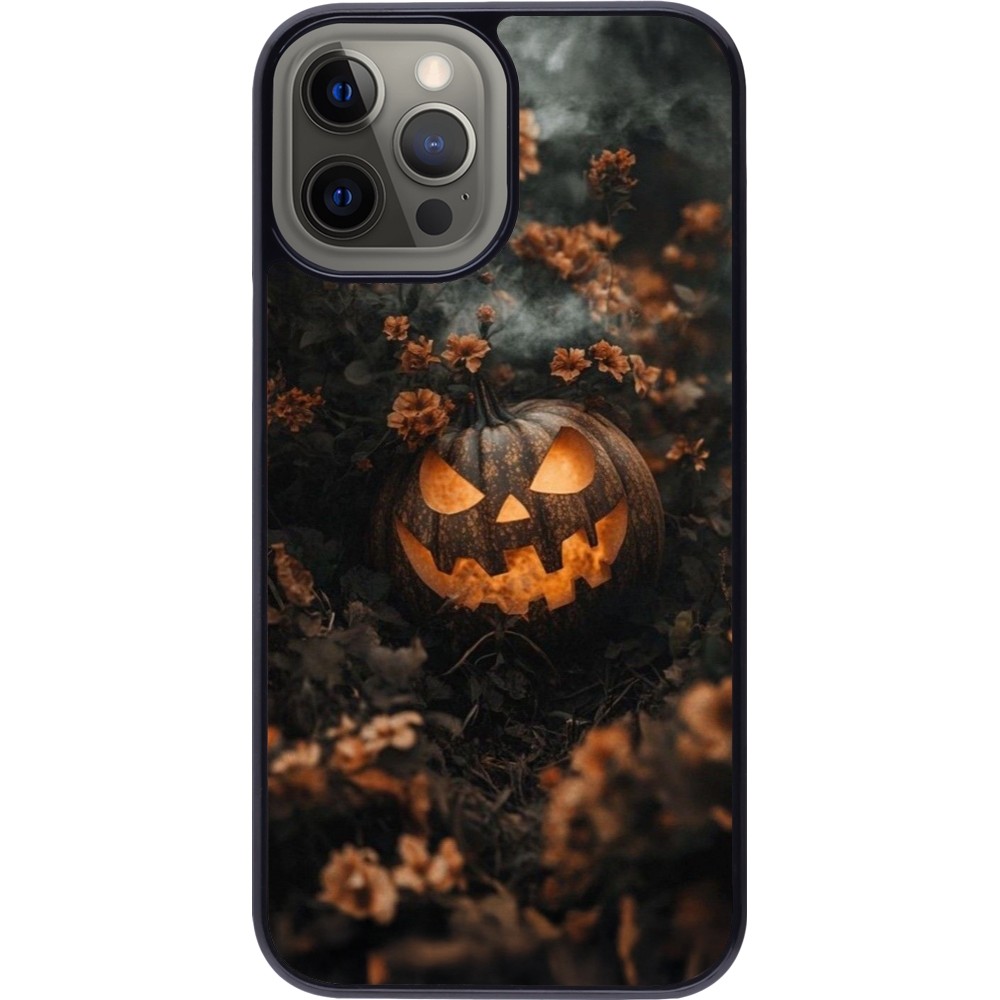 Coque iPhone 12 Pro Max - Halloween 2025 Pumpkin with flowers