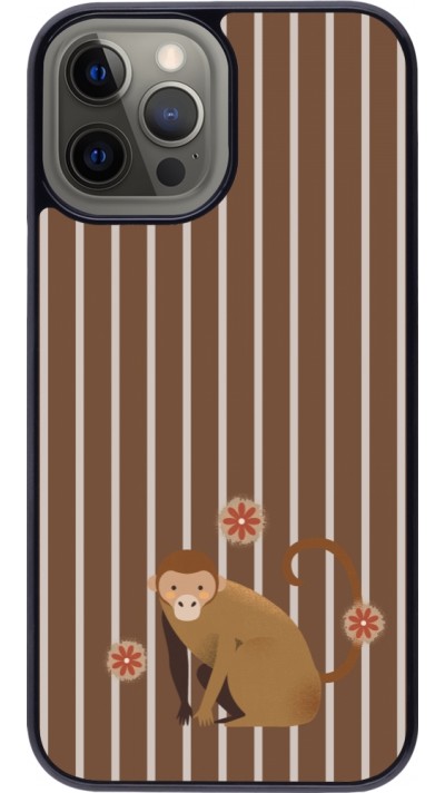iPhone 12 Pro Max Case Hülle - Monkey with stripes