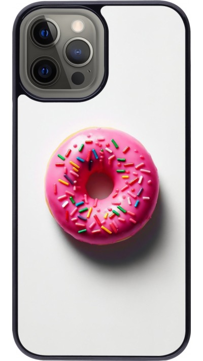 Coque iPhone 12 Pro Max - Weißer Hintergrund, pinker Donut