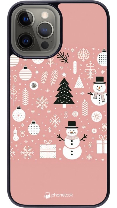 iPhone 12 Pro Max Case Hülle - Weihnachten 2024 Rose Schneemann Weihnachten
