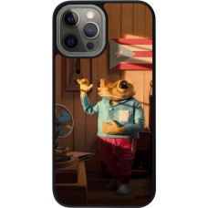 Coque iPhone 12 Pro Max - Silicone rigide noir Dancing frog DTMF