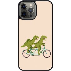 Coque iPhone 12 Pro Max - Silicone rigide noir Dinosaurs on bikes 2026