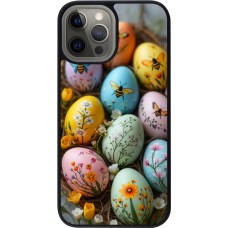 Coque iPhone 12 Pro Max - Silicone rigide noir Easter 2026 Eggs with bees