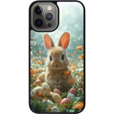 iPhone 12 Pro Max Case Hülle - Silikon schwarz Easter 2026 Rabbit in the garden