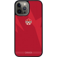 Coque iPhone 12 Pro Max - Silicone rigide noir Maillot de football Canada 2026 personnalisable