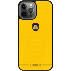 Coque iPhone 12 Pro Max - Silicone rigide noir Maillot de football Équateur 2026 personnalisable