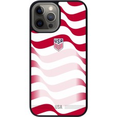 Coque iPhone 12 Pro Max - Silicone rigide noir Maillot de football États-Unis 2026 personnalisable