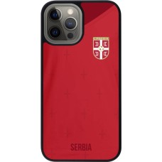 Coque iPhone 12 Pro Max - Silicone rigide noir Maillot de football Serbie 2022 personnalisable