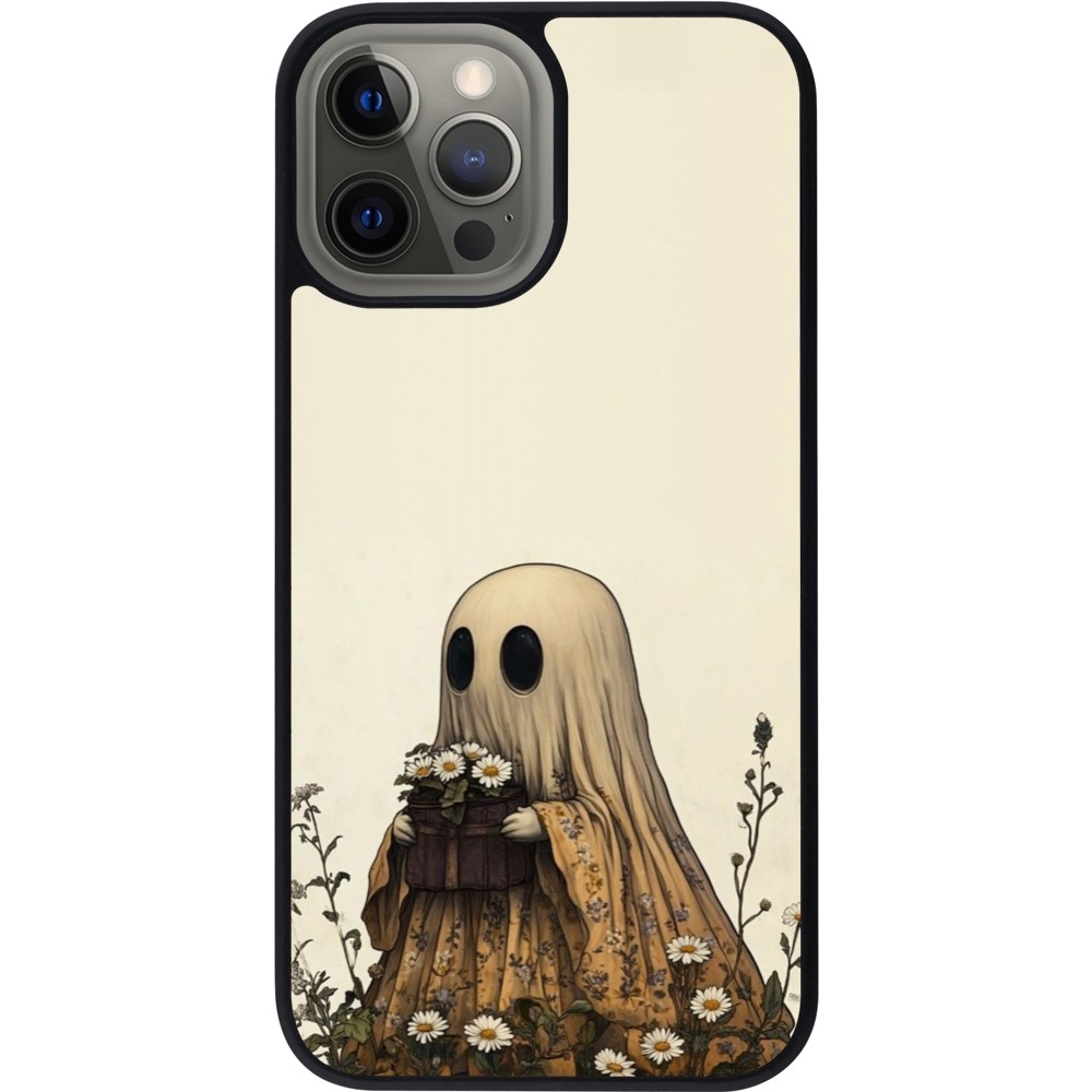 Coque iPhone 12 Pro Max - Silicone rigide noir Halloween 2025 Ghost gardener