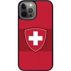 Coque iPhone 12 Pro Max - Silicone rigide noir Hockey World Championship Ecusson Suisse