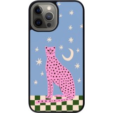 Coque iPhone 12 Pro Max - Silicone rigide noir Pink leopard with stars 2026