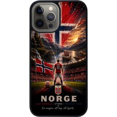 Coque iPhone 12 Pro Max - Silicone rigide noir Football Norvège splash 2026