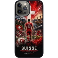 Coque iPhone 12 Pro Max - Silicone rigide noir Football Suisse splash 2026