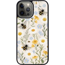 Coque iPhone 12 Pro Max - Silicone rigide noir Pattern bees 2026