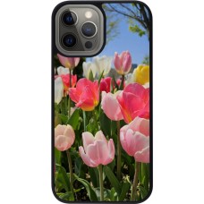Coque iPhone 12 Pro Max - Silicone rigide noir Tulips 2026