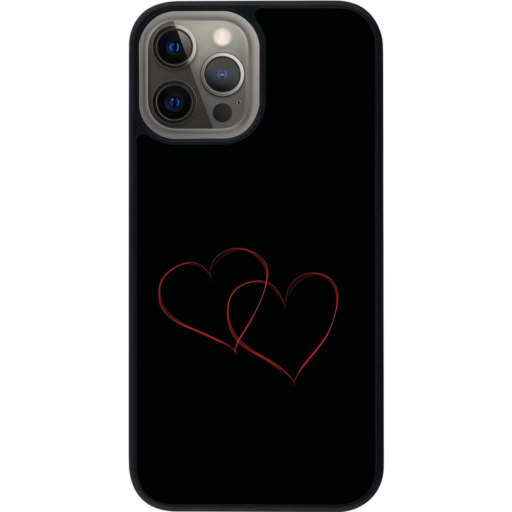 iPhone 12 Pro Max Case Hülle - Silikon schwarz Valentine 2023 attached heart