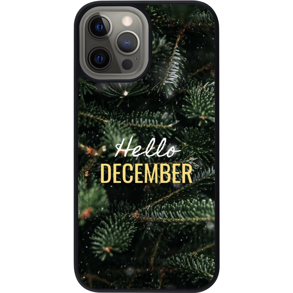 Coque iPhone 12 Pro Max - Silicone rigide noir Winter 25 Winter hello december