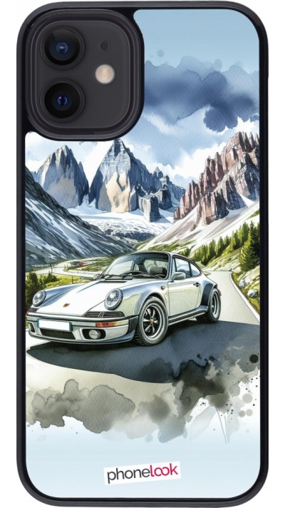 Coque iPhone 12 mini - Porsche 911 Mountain Watercolor