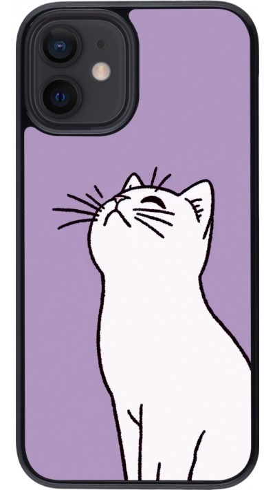 iPhone 12 mini Case Hülle - Chat auf lila Hintergrund