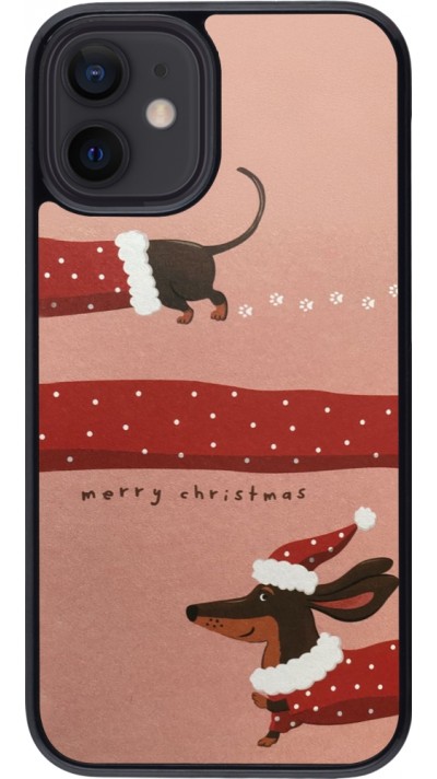 Coque iPhone 12 mini - Christmas 25 Teckel Merry Xmas
