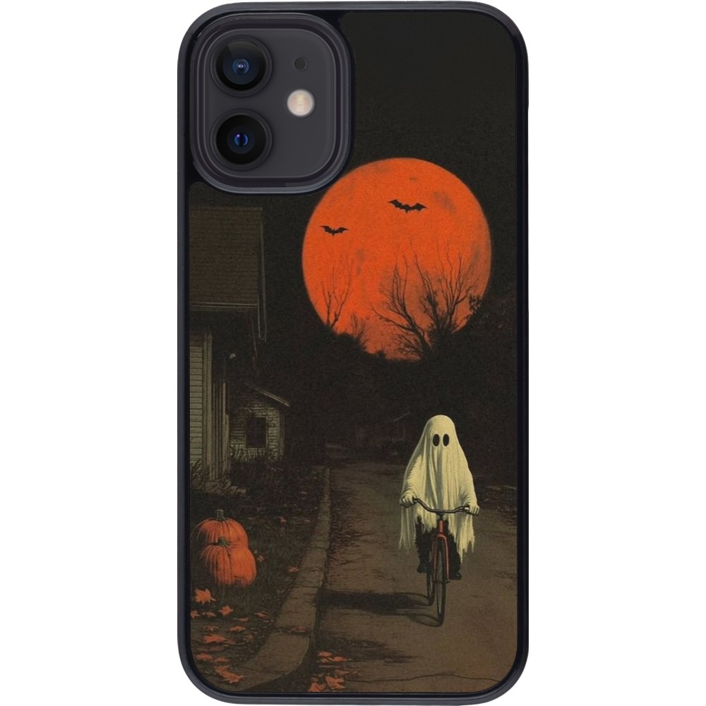 Coque iPhone 12 mini - Halloween 2025 Ghost on a bicycle