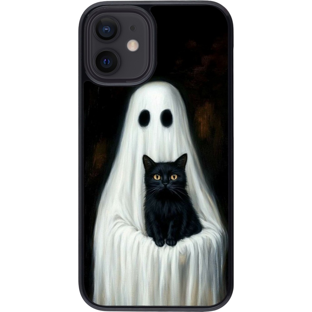 Coque iPhone 12 mini - Halloween 2025 Ghost with black cat