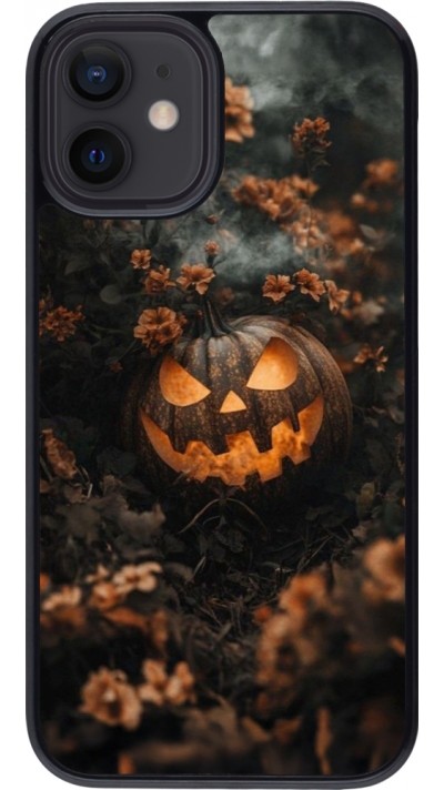 Coque iPhone 12 mini - Halloween 2025 Pumpkin with flowers Coque iPhone 12 mini - Halloween 2025 Pumpkin with flowers