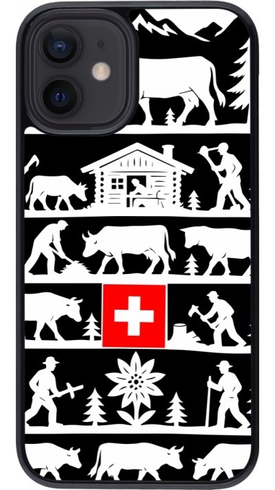 Coque iPhone 12 mini - Poya Suisse 1 noir Coque iPhone 12 mini - Poya Suisse 1 noir