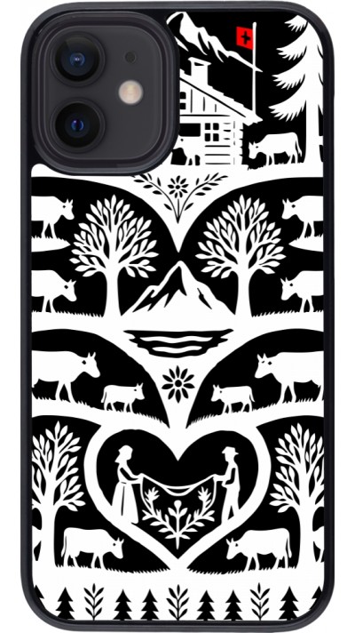 Coque iPhone 12 mini - Poya Suisse 2 noir Coque iPhone 12 mini - Poya Suisse 2 noir