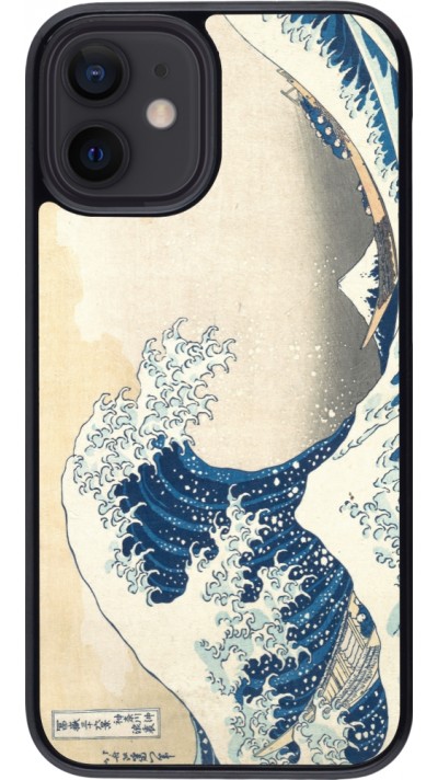 Coque iPhone 12 mini - Tableau art - La Grande Vague de Kanagawa - Hokusai