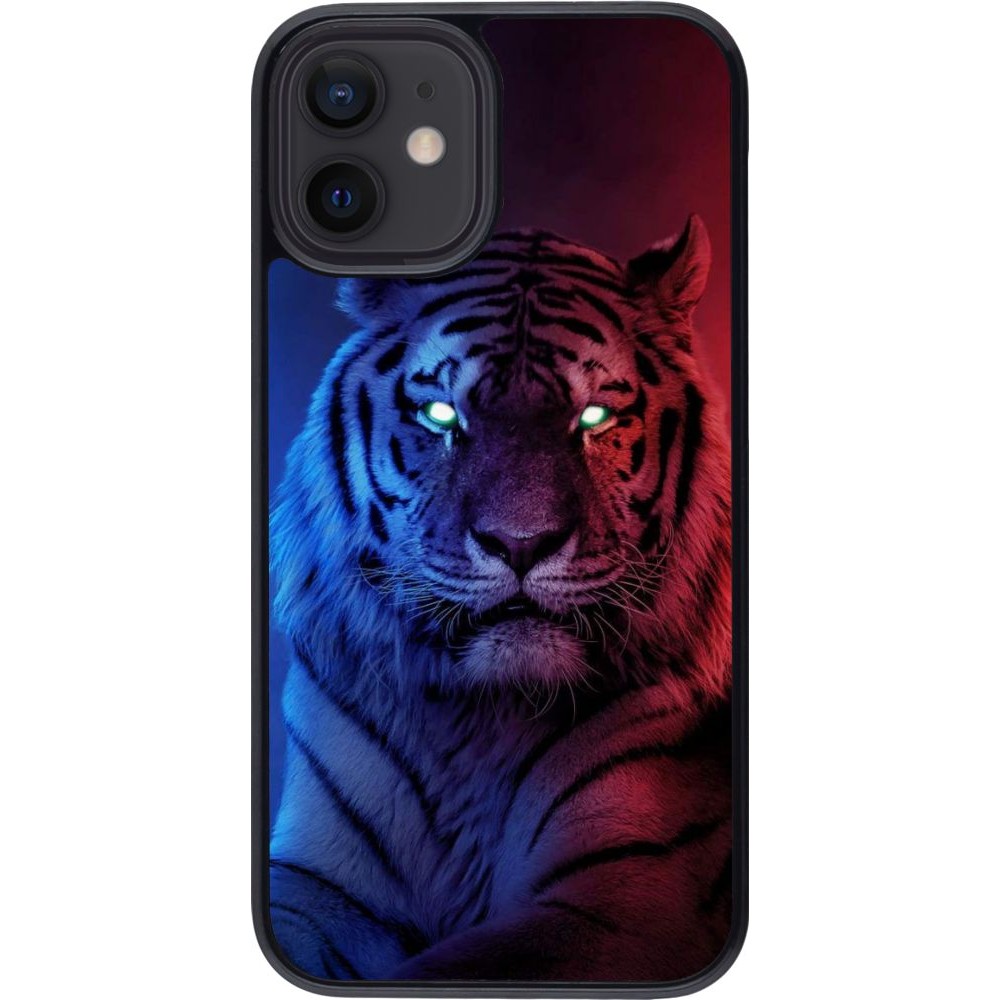 Coque iPhone 12 mini - Tiger Blue Red