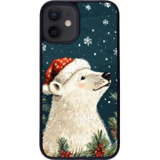 Coque iPhone 12 mini - Silicone rigide noir Christmas 25 Bear