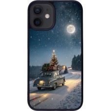 Coque iPhone 12 mini - Silicone rigide noir Christmas 25 Car with Tree Xmas