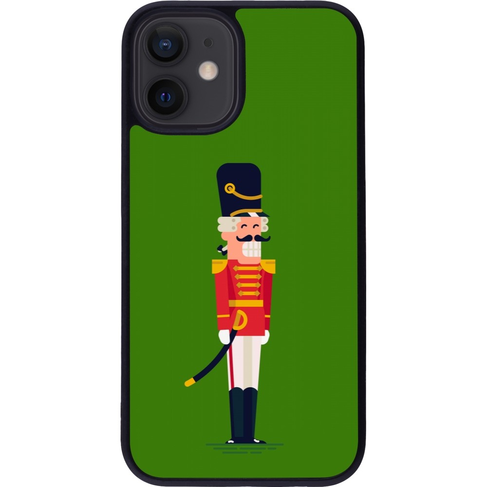 Coque iPhone 12 mini - Silicone rigide noir Christmas 25 Nutcracker Green