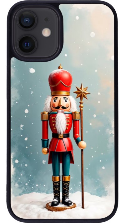 Coque iPhone 12 mini - Silicone rigide noir Christmas 25 Nutcracker Snow