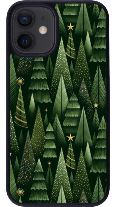 Coque iPhone 12 mini - Silicone rigide noir Christmas 25 Pattern Xmas Tree